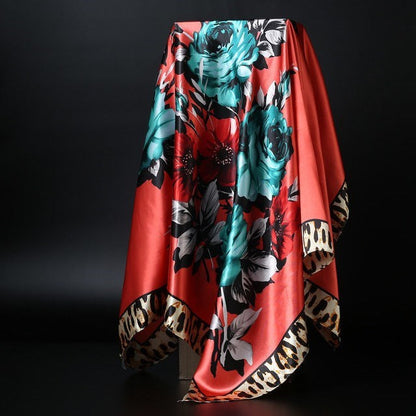 Large Square Simulation Silk Scarf – Versatile Fashion Accessory