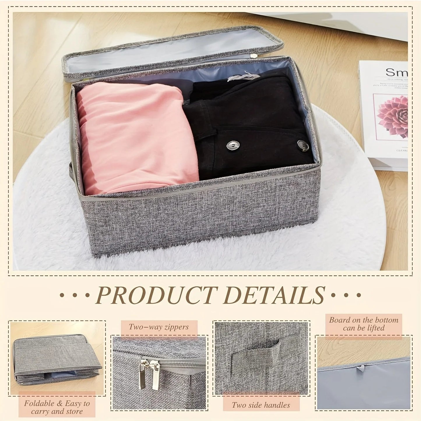 Foldable Storage Bins with Lids | Stackable, Durable Fabric Boxes with Handles