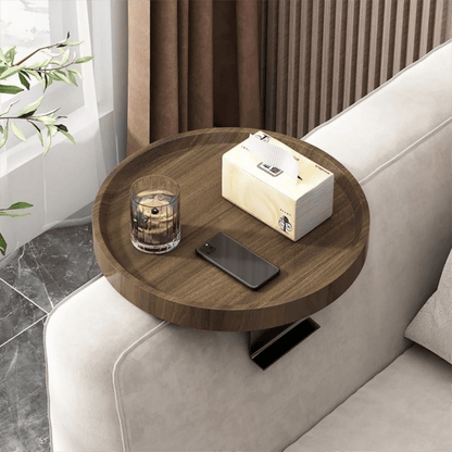 Stylish Armrest Tray with Sturdy Wooden Surface and Metal Frame – Perfect for Organizing Essentials