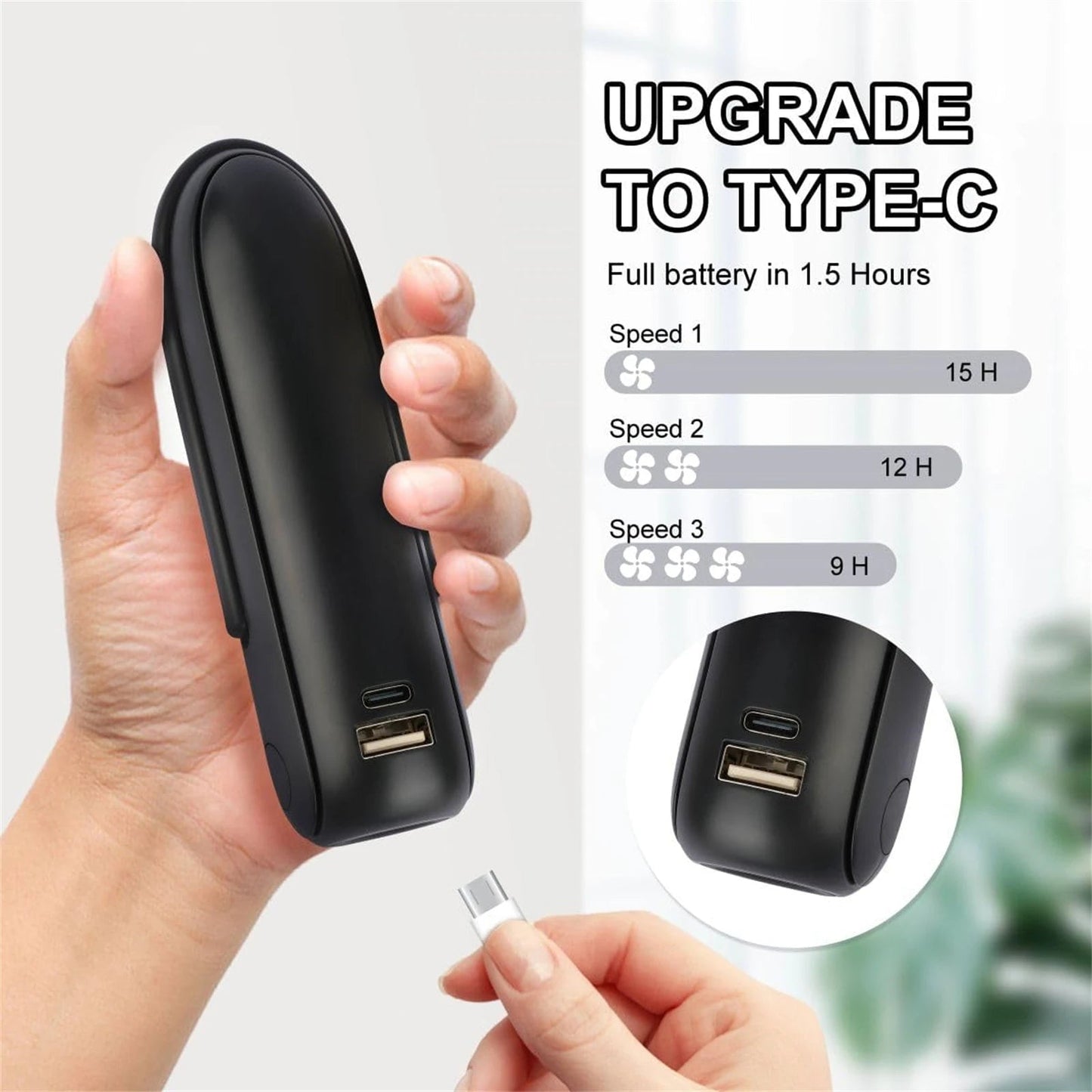 Mini USB Rechargeable Handheld Fan | 3-in-1 with Flashlight & Power Bank