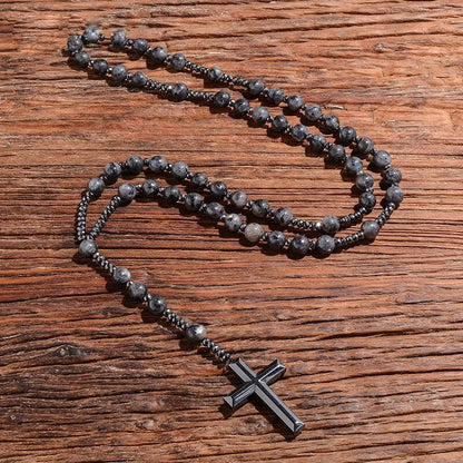 Men's Rosary Necklace with Tiger Eye and Lapis Lazuli – Orion Design