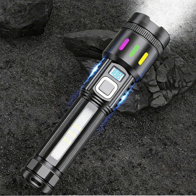 Valentine's Day Special: 50% Off! Multifunctional LED Flashlight with Zoom & Battery Indicator – Ultra Bright with Extended Range!