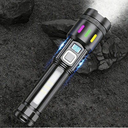 Valentine's Day Special: 50% Off! Multifunctional LED Flashlight with Zoom & Battery Indicator – Ultra Bright with Extended Range!