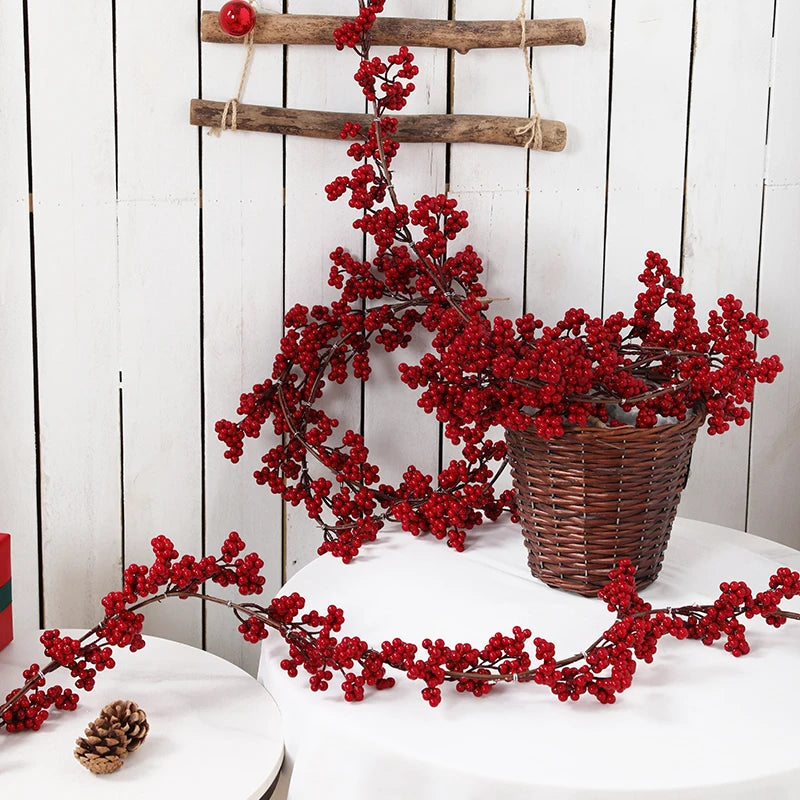 Artificial Berry Garland for Stylish Winter & Christmas Decor - Red Berries