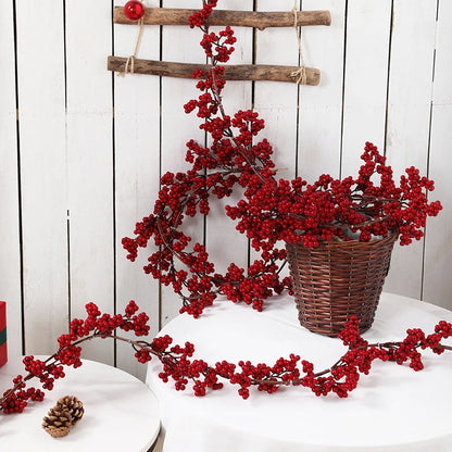 Artificial Berry Garland for Stylish Winter & Christmas Decor - Red Berries