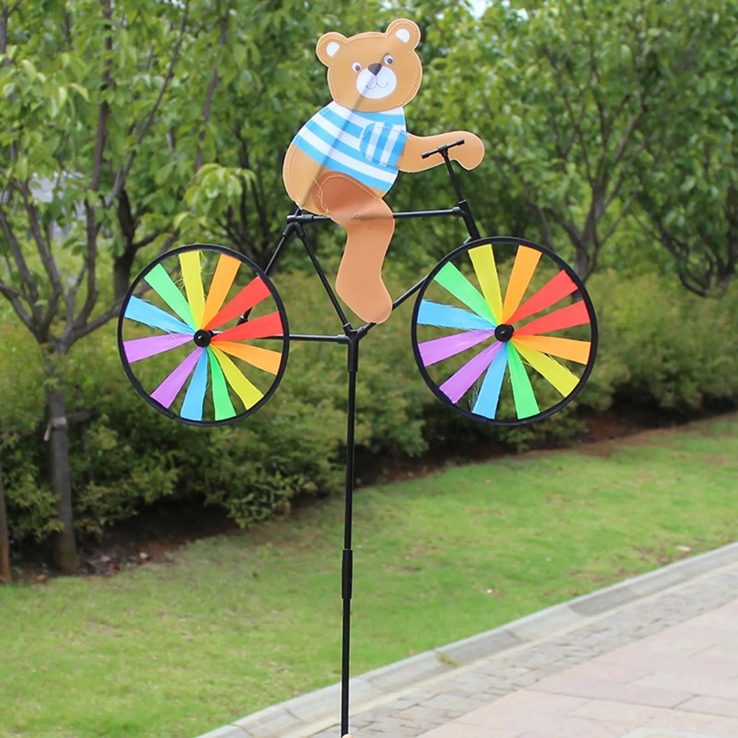3D Animal Garden Kite on Bicycle | Rotating Outdoor Decoration | 90x53cm | Weatherproof Plastic