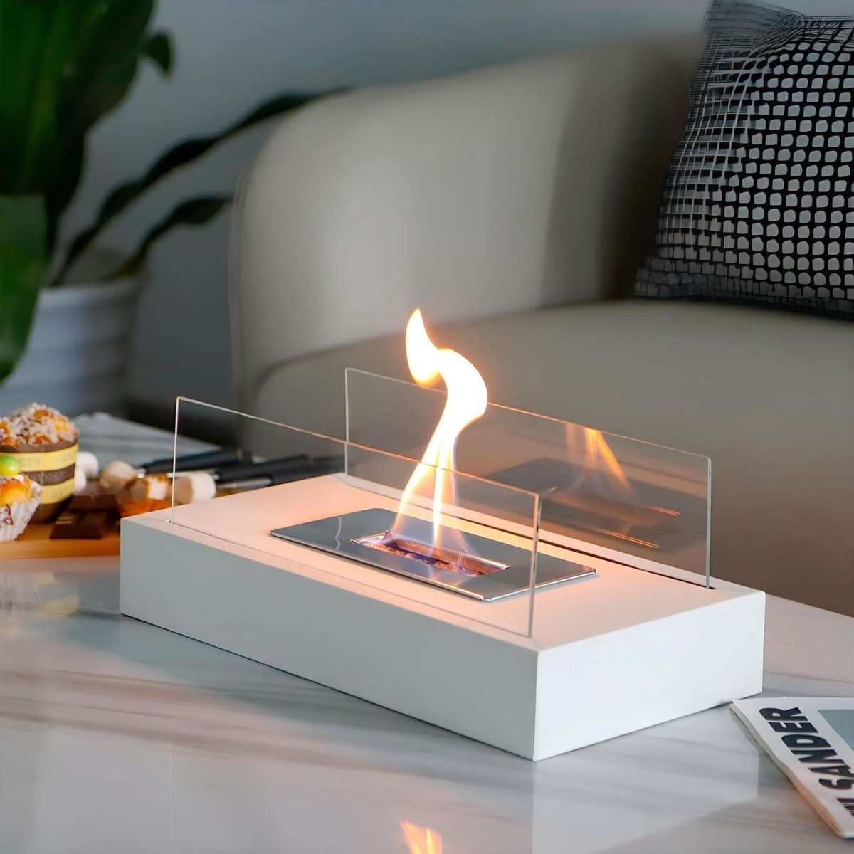 Portable Tabletop Fireplace for Bioethanol Fuel