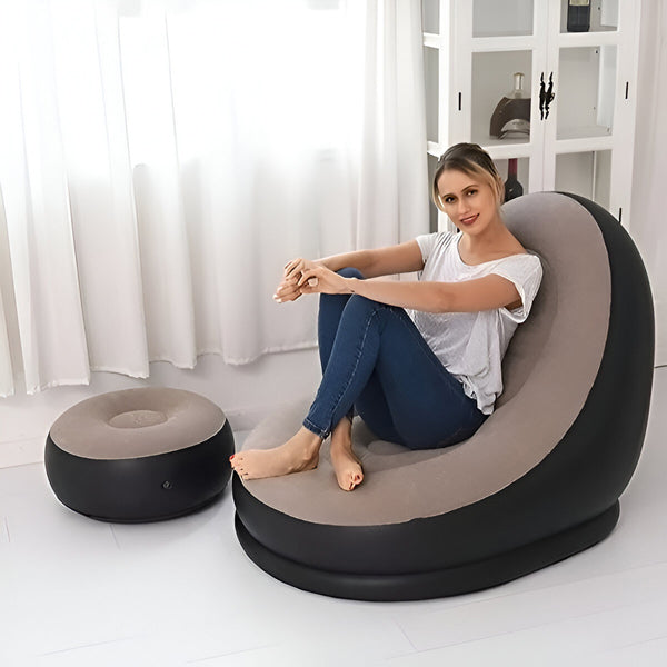Inflatable Lounge Chair with Footrest for Indoor and Outdoor Relaxation