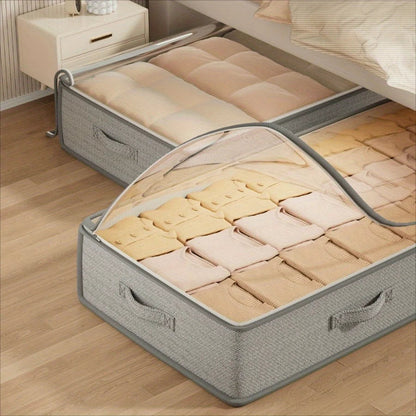 Underbed Storage Organizer - Foldable Container with Handles - Large Fabric Solution for Clothes, Blankets & Bedding - Gray