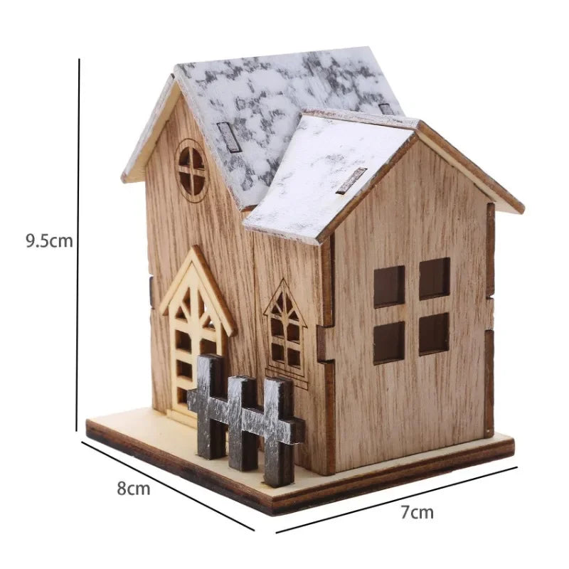Handcrafted Wooden Christmas House with LED Light – Warm White Glow