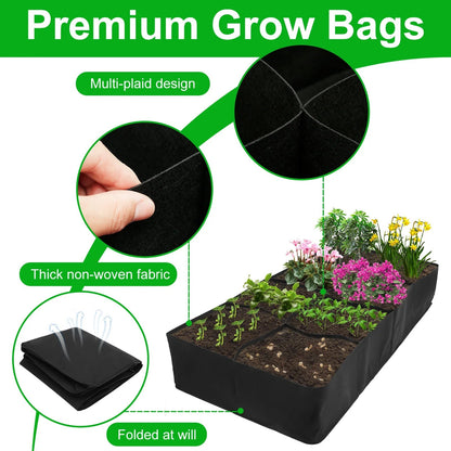 Raised Garden Bag with 8 Compartments | Black Felt Material | 180x90x30 cm