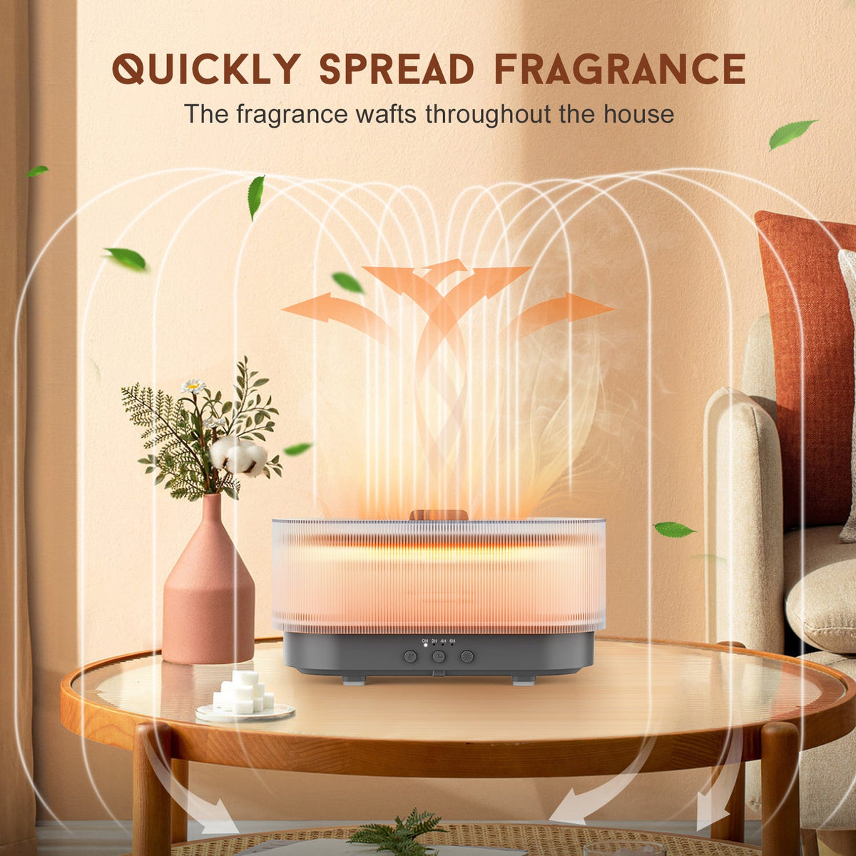 300ml Ultrasonic Essential Oil Diffuser with Flame Effect and LED – 12 Hours Runtime