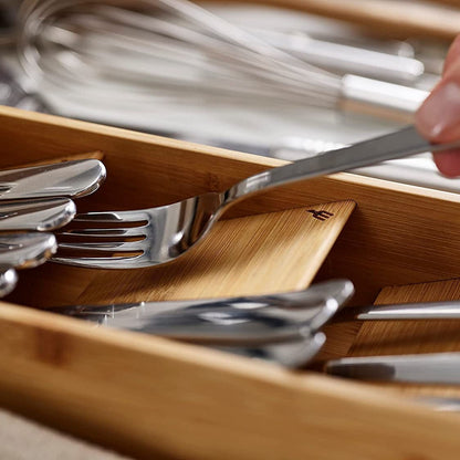 Bamboo Cutlery Organizer – Space-Saving Solution for Kitchen Drawers