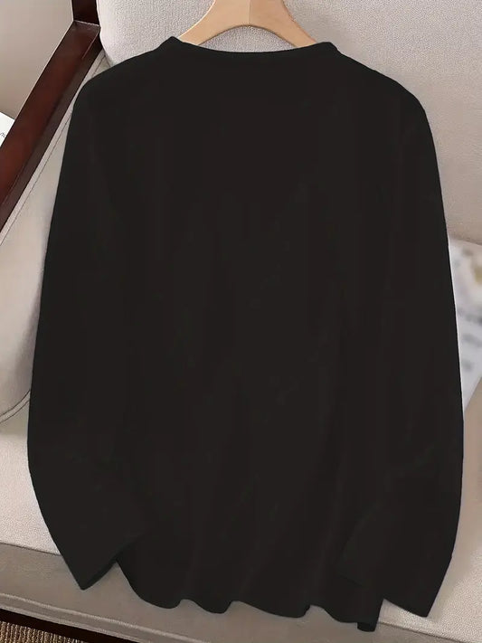 3-Piece Long Sleeve Casual T-Shirt Set, Solid Color, Knit Polyester, Regular Fit for Spring and Autumn