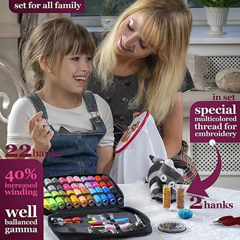 68-Piece Sewing Kit with Accessories and Thread Box for Crafting