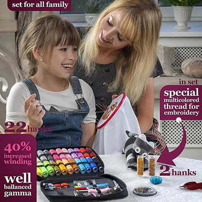 68-Piece Sewing Kit with Accessories and Thread Box for Crafting