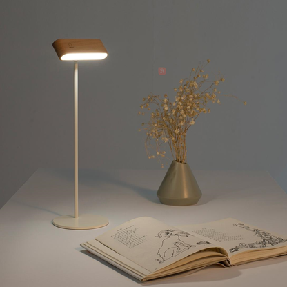 Elegant Wood Magnetic Desk Lamp with 360° Swivel & Rechargeable Power