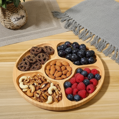 Stylish Bamboo Design for Organized and Separated Snack Storage