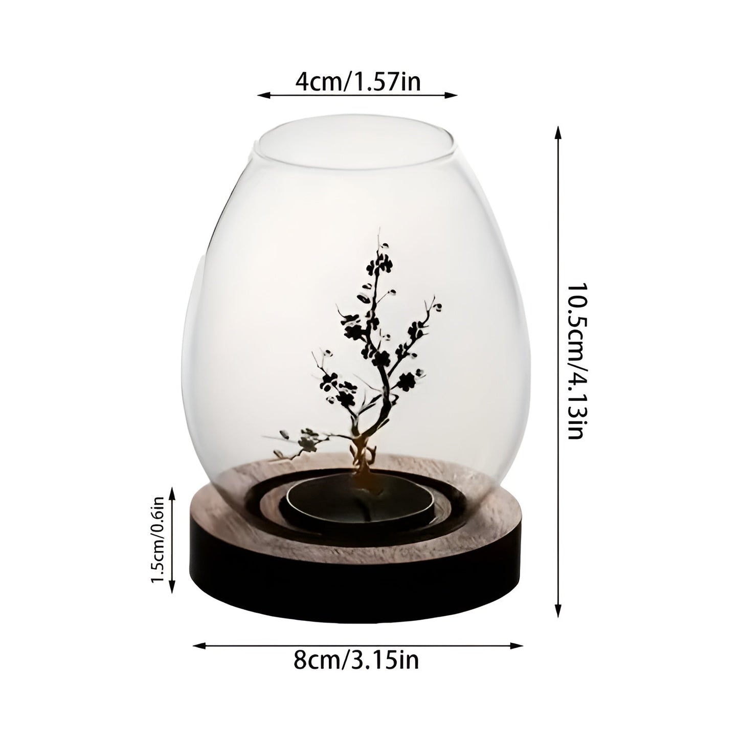 Elegant 2-Piece Glass Candle Holders with Wooden Base