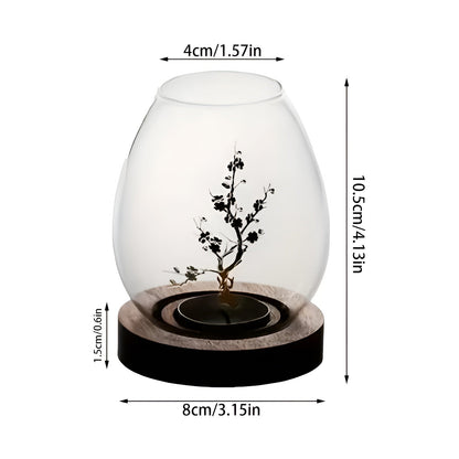 Elegant 2-Piece Glass Candle Holders with Wooden Base