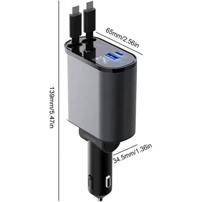 Retractable Cable Car Charger – 4 Functions
