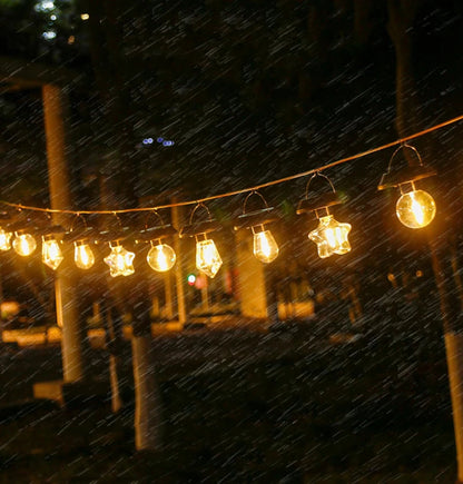 Small Solar-Powered Hanging Light with Tungsten Bulb – Waterproof LED for Balcony & Garden Decor
