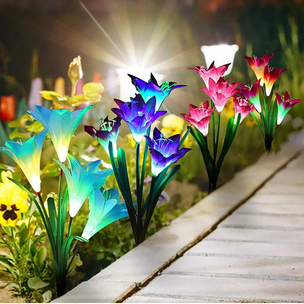 Solar LED Flower Lights – Color Changing Garden Stakes for Outdoors