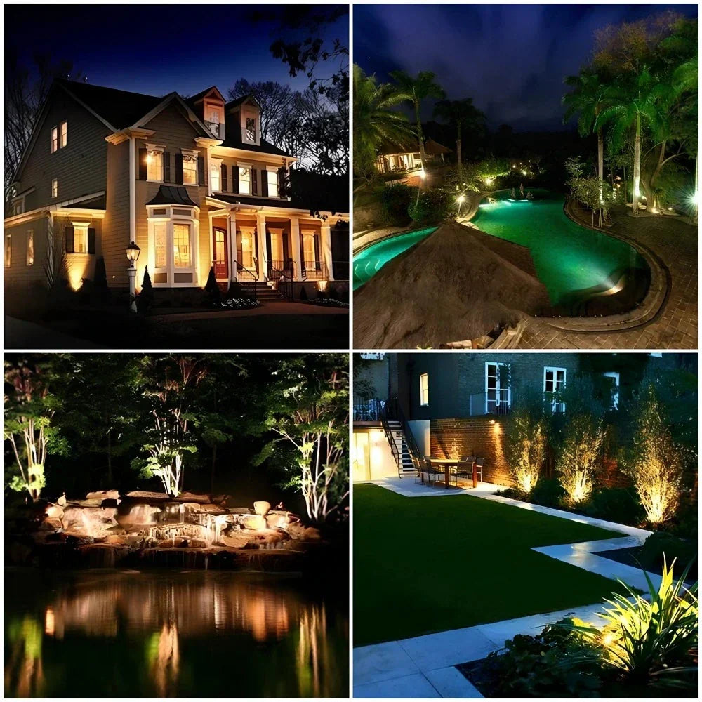 Outdoor LED Garden Spotlight with Adjustable Solar Multi-Color Lighting