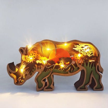 Hand-Carved Wooden Forest Animal Decoration | Natural Elegance & Rustic Charm for Home