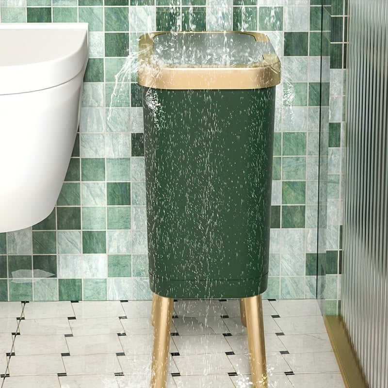 Slim Bathroom Waste Bin with Odor-Sealing Lid – 15L Trash Can
