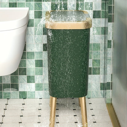 Slim Bathroom Waste Bin with Odor-Sealing Lid – 15L Trash Can