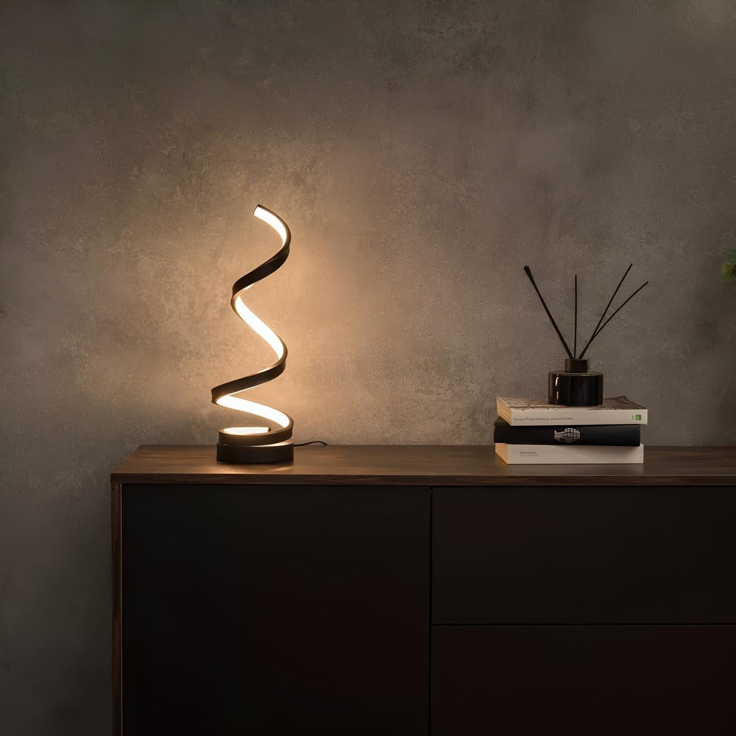 Sleek Spiral Table Lamp for Modern Aesthetic Interiors