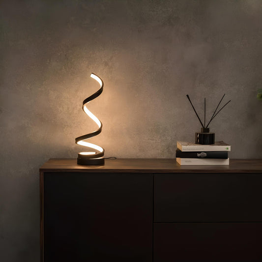 Sleek Spiral Table Lamp for Modern Aesthetic Interiors