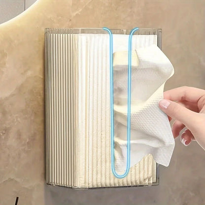 Wall-Mounted Tissue Dispenser Box | Clear Acrylic Handkerchief Holder | Bathroom & Living Area Paper Towel Rack | Functional & Modern