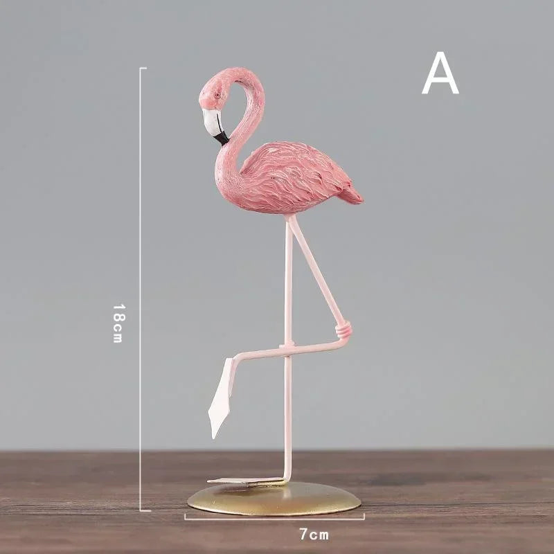 Cartoon Flamingo Figurine – Resin Ornament for Home and Office Decoration