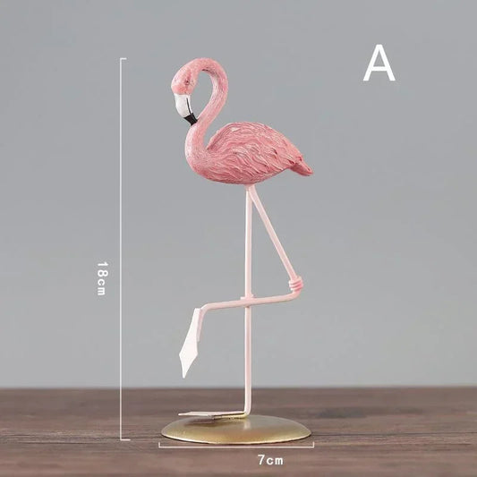Cartoon Flamingo Figurine – Resin Ornament for Home and Office Decoration