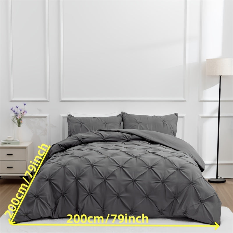 Pintuck Pattern White Quilt Cover Set