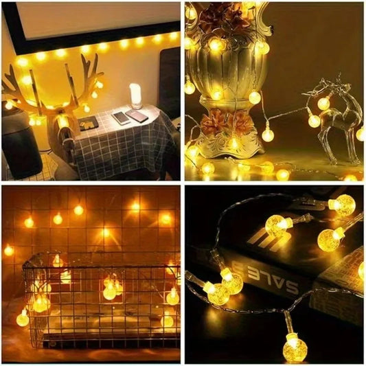 LED String Lights with Bubble-shaped Bulbs | 10/20/40 LEDs | USB & Battery Powered | Warm White, Blue or Multicolor | Perfect for Wedding and Party Decor