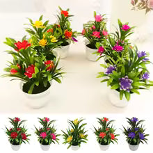 Artificial Potted Flowers | Lotus and Leaves | Home & Office Decor | 18 cm