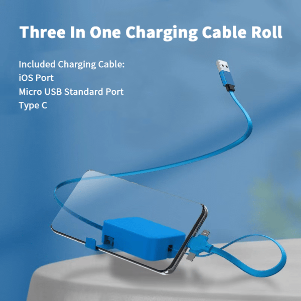 Versatile 3-in-1 Charging Cable | Compact and Tangle-Free
