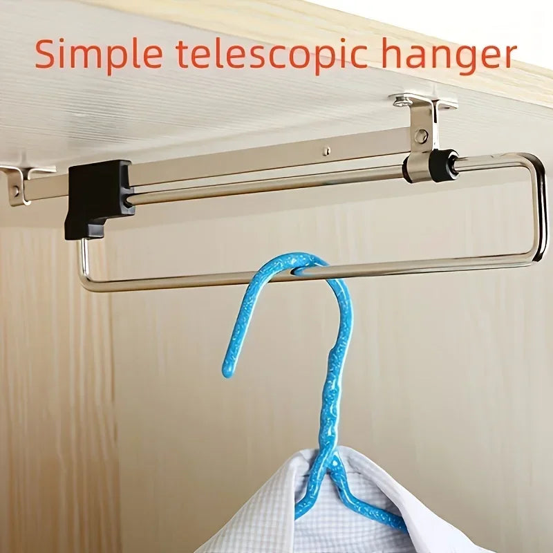 Extendable Clothes Rod for Wall Mounting | Adjustable and Foldable | Metal | 25–35 cm