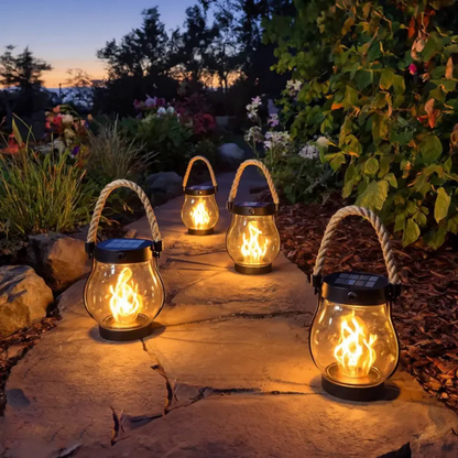 SolarGlow Lantern | Waterproof Outdoor Light with Flickering Flame Effect