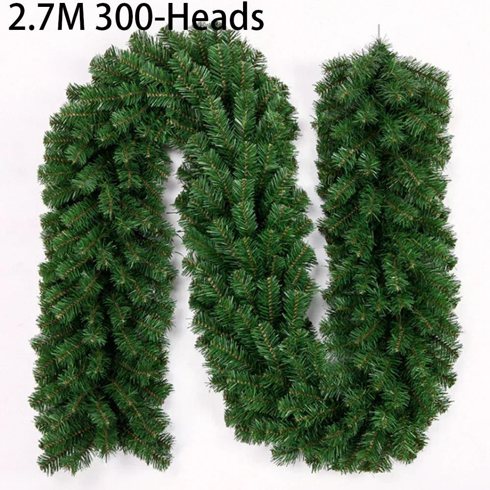Artificial Pine Garland for Holidays | 2.7 m Thick PVC Christmas Décor for Stairs, Fireplace & Windows