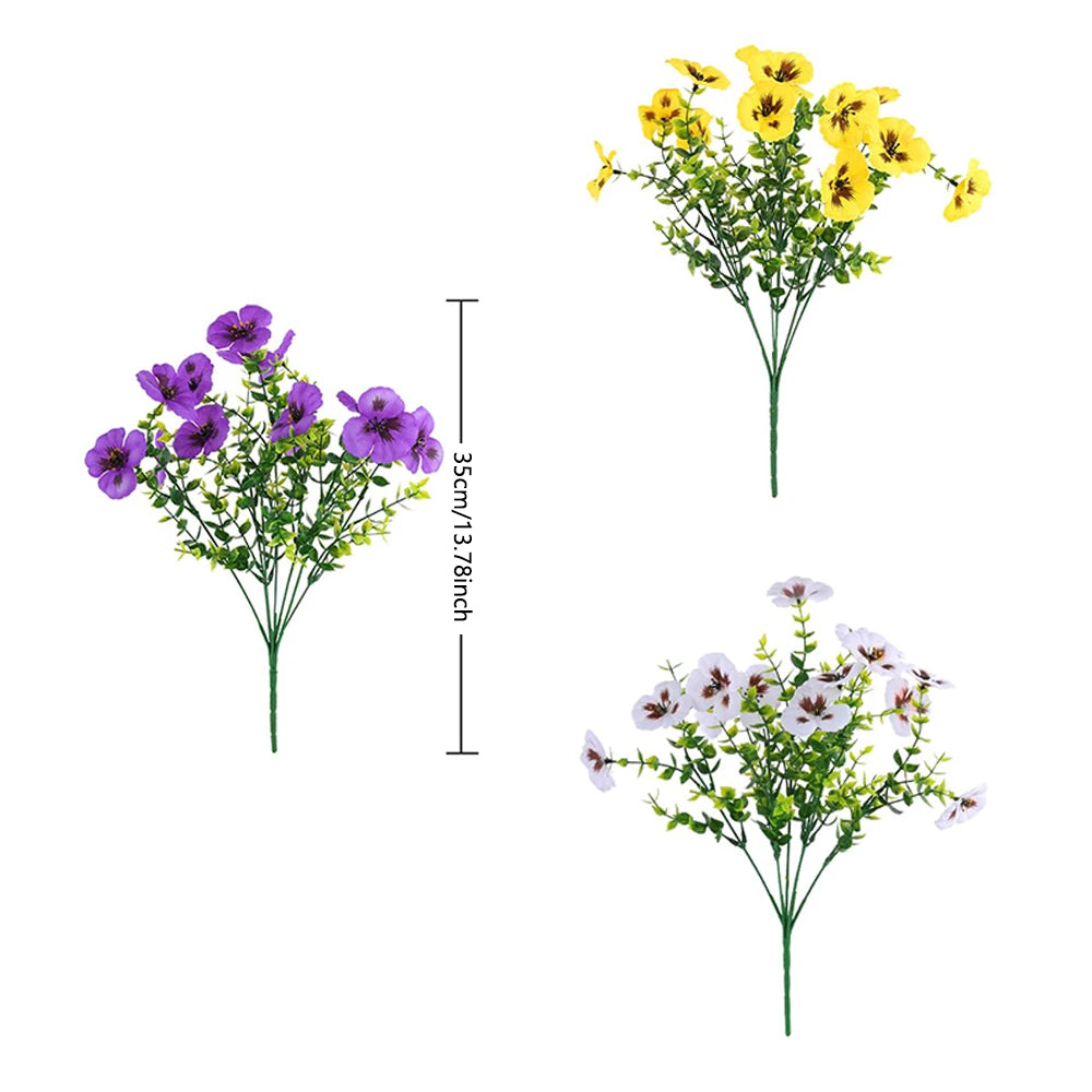 Artificial Pansy Flower Bouquet | Weather-Resistant Spring Garden Decor | Polyester Material