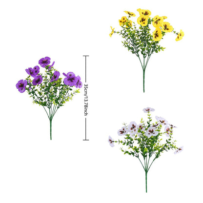 Artificial Pansy Flower Bouquet | Weather-Resistant Spring Garden Decor | Polyester Material