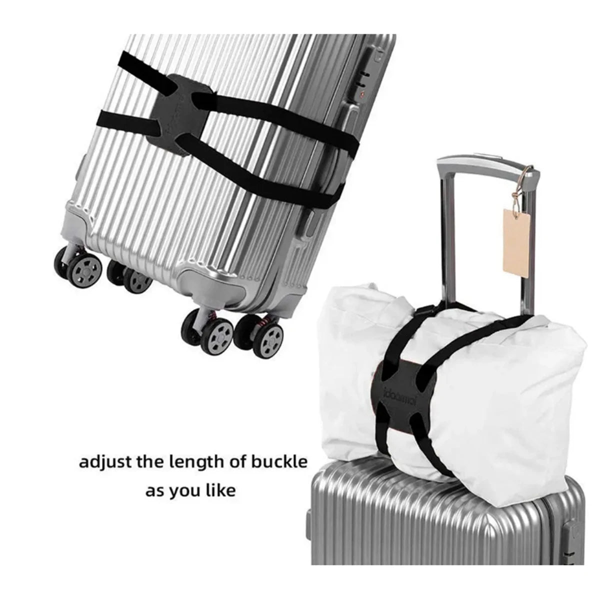 Adjustable Luggage Strap for Travel - Durable Black Polyester