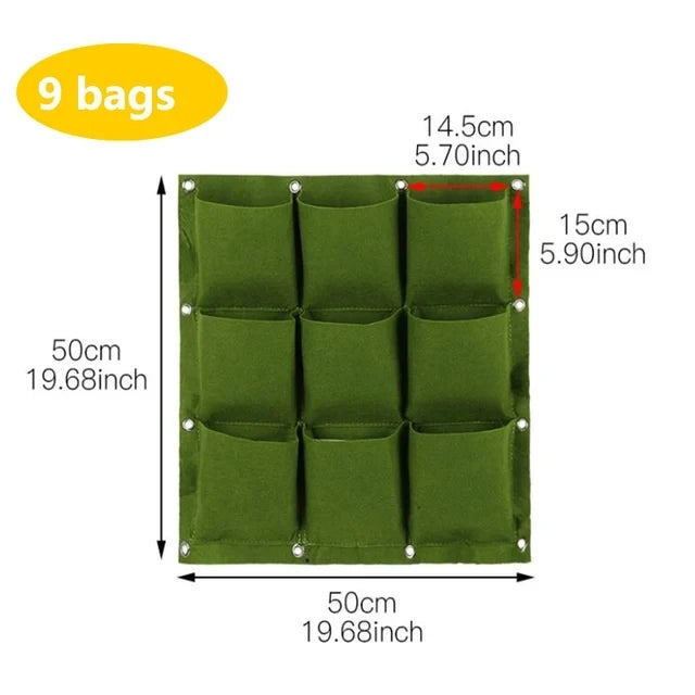 Vertical Plant Pocket for Wall Mounting | Green/Black | 2–12 Compartments