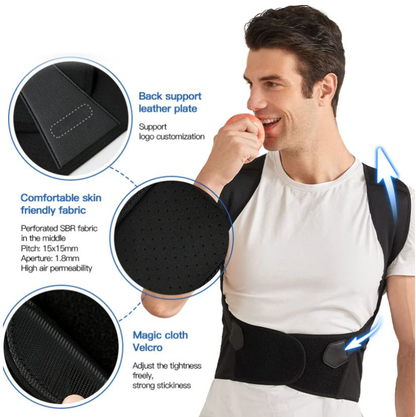 Posture Correction Belt for Immediate Back and Shoulder Support - Black
