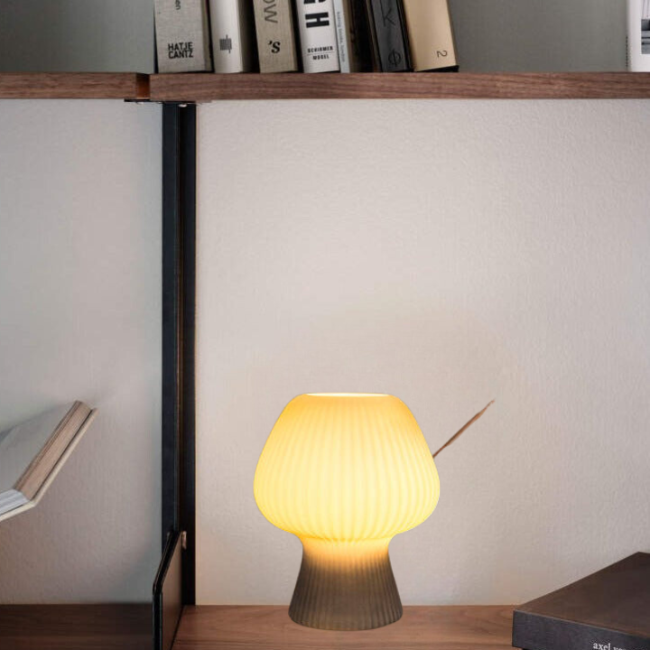 Mushroom-Shaped Glass Table Lamp for Vintage Nightstands – Dimmable