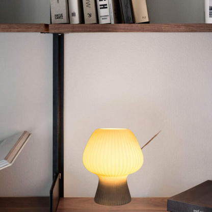 Mushroom-Shaped Glass Table Lamp for Vintage Nightstands – Dimmable